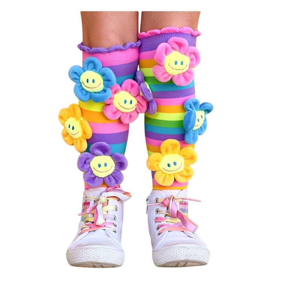 Jidiwa Oopsie Daisy Youth Knee High Socks Multicolor Floral Design New w/ Tags